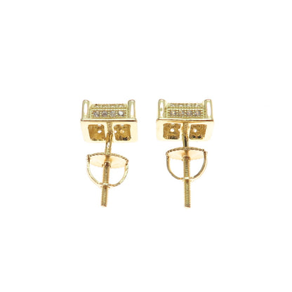 925 Sterling Silver Gold Plated Round-Cut C Z Stud Earrings