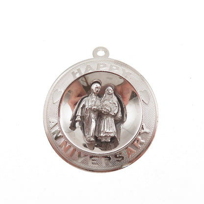 M&M Mark Mercy 925 Sterling Silver Vintage Happy Anniversary Charm Pendant