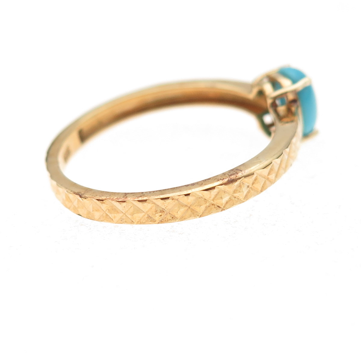 Chuck Clemency Sterling Gold Plated Real Turquoise Diamond-Cut Ring Size 8.25