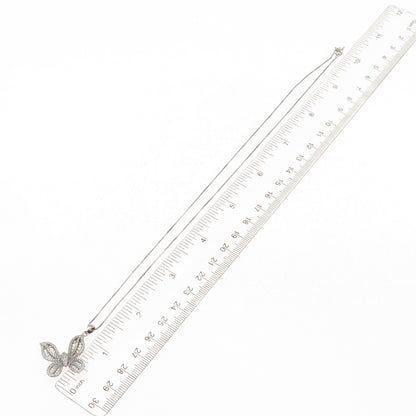 925 Sterling Round & Tapered Baguette-Cut C Z Butterfly Box Chain Necklace 18"