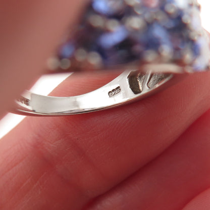Chuck Clemency 925 Sterling Silver Real Tanzanite Cluster Ring Size 8.25