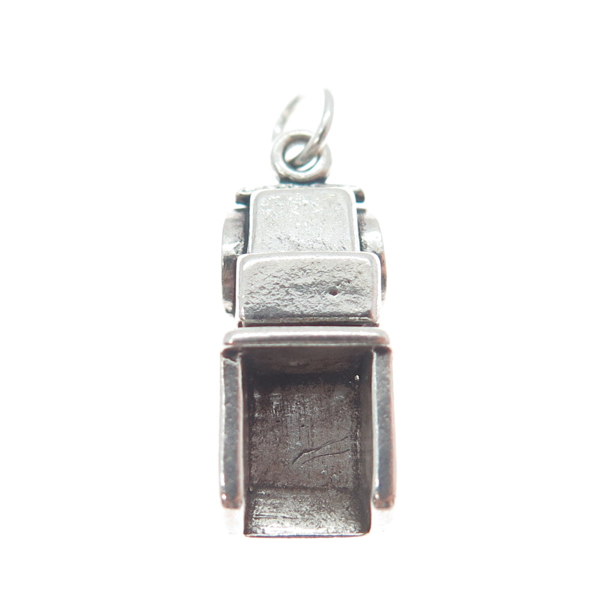 SUN WEST 925 Sterling Silver Vintage Dump Truck Minimalist 3D Charm Pendant