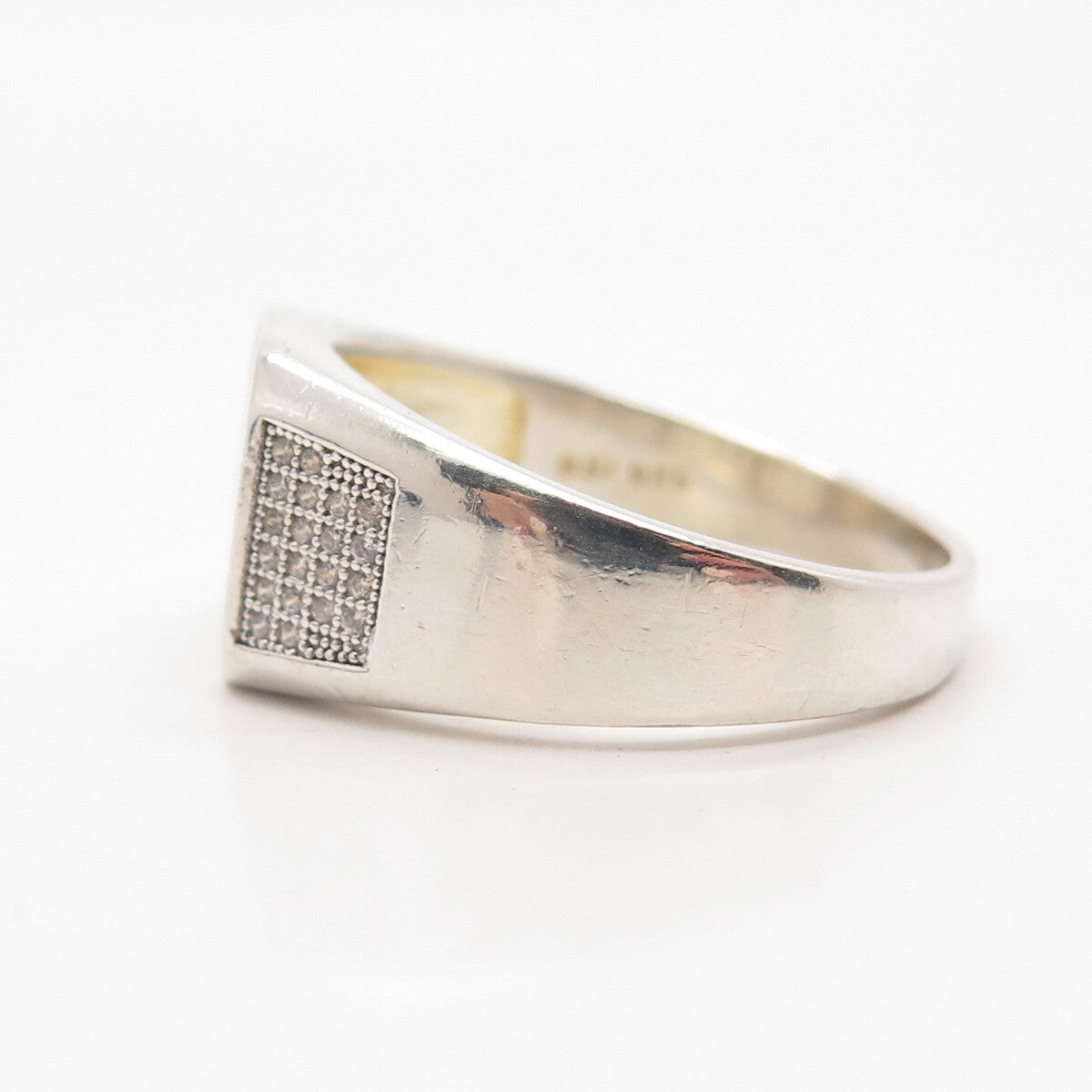 925 Sterling Silver Pave C Z Ring Size 13.25