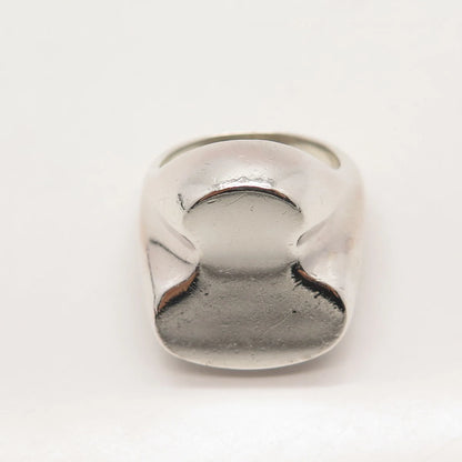 925 Sterling Silver Vintage Modernist Signet Ring Size 7.25