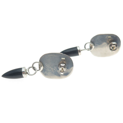 GG ORG DESIGNER Sterling 14K Gold Posts Vintage Jasper & Onyx Scarab Earrings