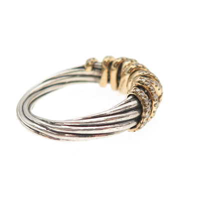 David Yurman 925 Sterling Silver 18K Gold Real Diamond Helena Ring Size 7