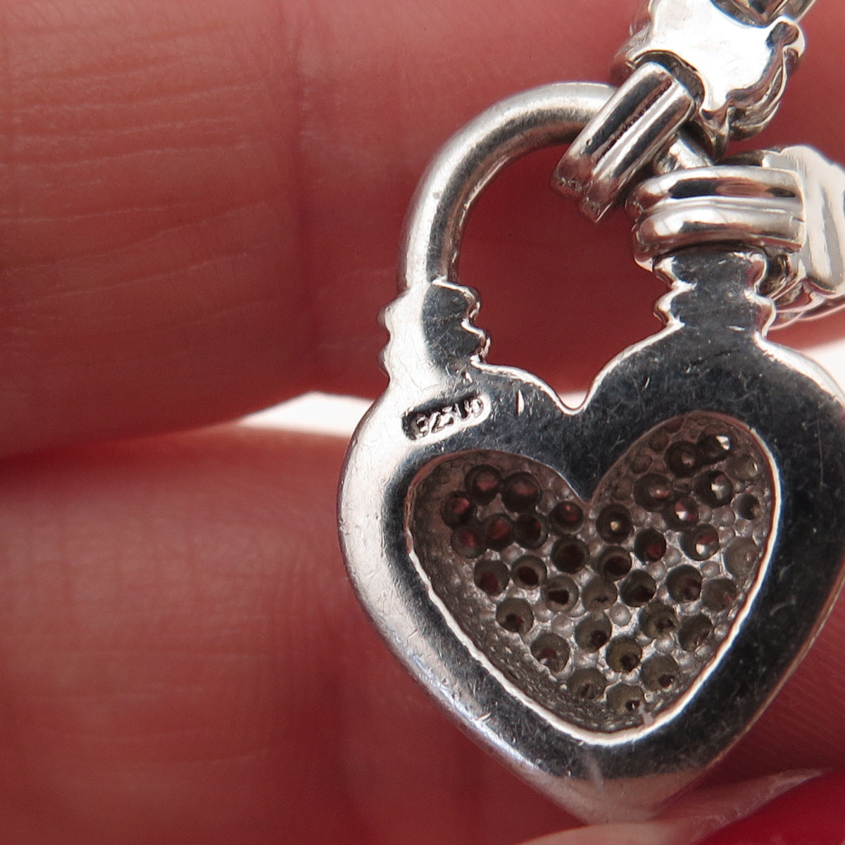 925 Sterling Silver Real Round-Cut Diamond Heart Centerpiece Slide Pendant