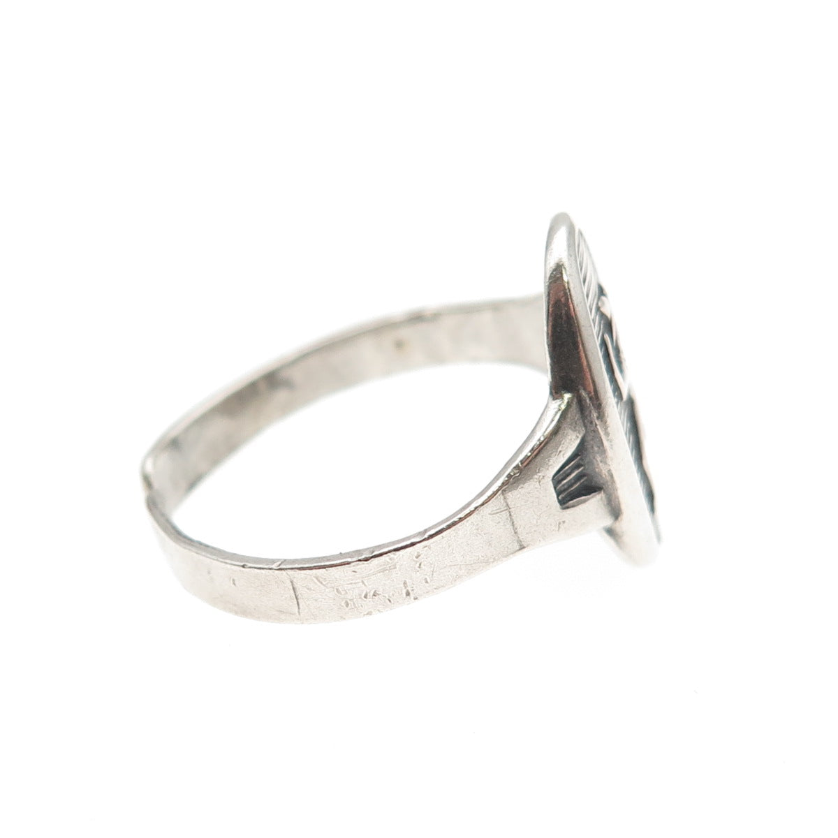 ROBBINS & CO. 925 Sterling Vintage Brownie Girl Scout Adjustable Ring Size 7.75