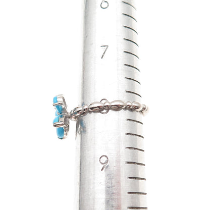 925 Sterling Silver Real Sleeping Beauty Turquoise Butterfly Ring Size 8