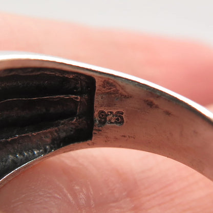 925 Sterling Silver Vintage Tribal Domed Ring Size 7