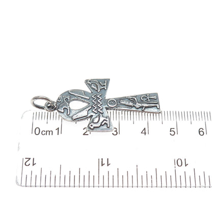 800 Silver Vintage Egyptian Ankh Oxidized Charm Pendant