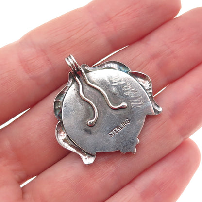 Ursula 925 Sterling Silver Vintage Enamel Floral Modernist Charm Pendant