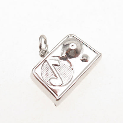 Art's Elegance 925 Sterling Silver Vintage Radio Charm Pendant