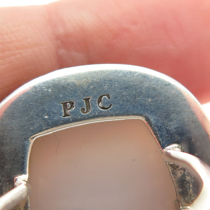 925 Sterling Silver Vintage Real Opalescent Druzy Modernist Ring Size 6.25