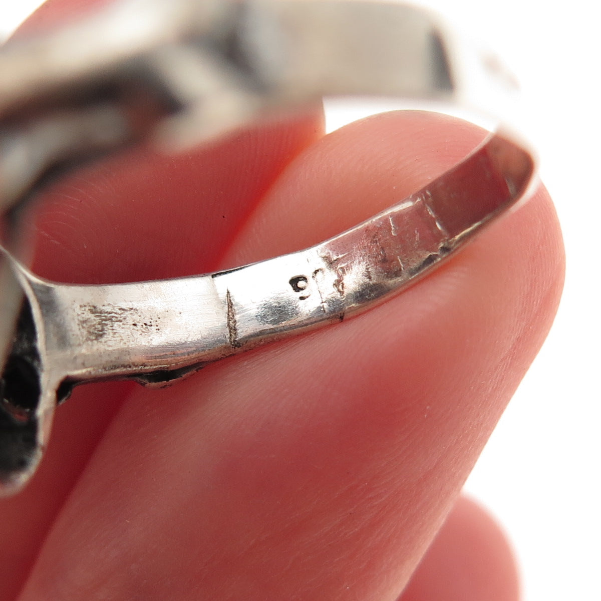 925 Sterling Silver Vintage Skull Oxidized Biker Ring Size 10