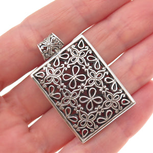 925 Sterling Silver Vintage Floral Oxidized Pendant