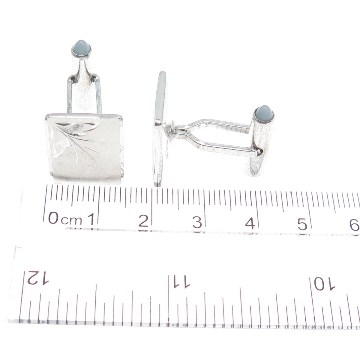 KREMENTZ 925 Sterling Silver Antique Art Deco Engraved Flower Cufflinks