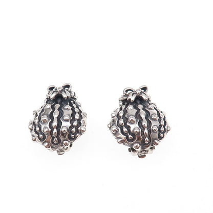 Dian Malouf 925 Sterling Silver Vintage Modernist Bow Oxidized Clip On Earrings
