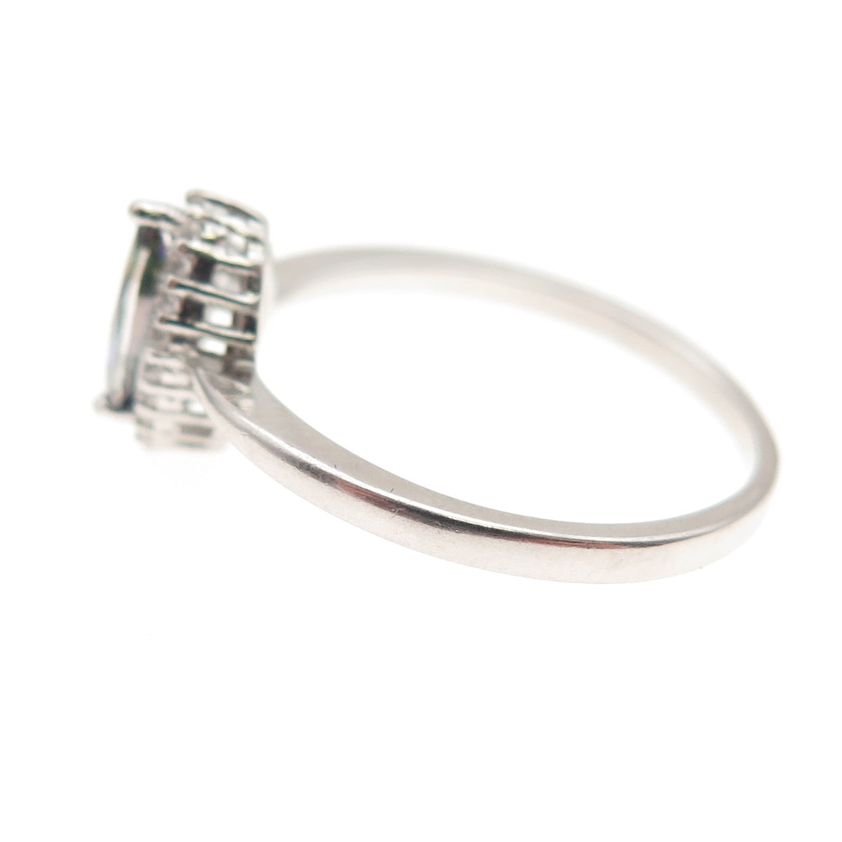 925 Sterling Silver Real Mystic Quartz & C Z Ring Size 7.75