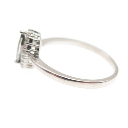 925 Sterling Silver Real Mystic Quartz & C Z Ring Size 7.75