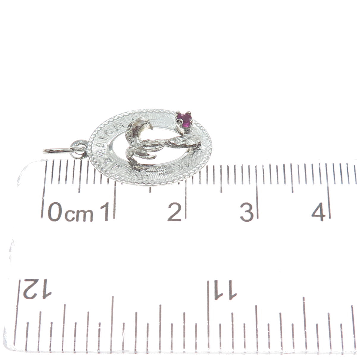 CREA 925 Sterling Silver Vintage Pink Rhinestone Jamaica Palm Minimalist Pendant