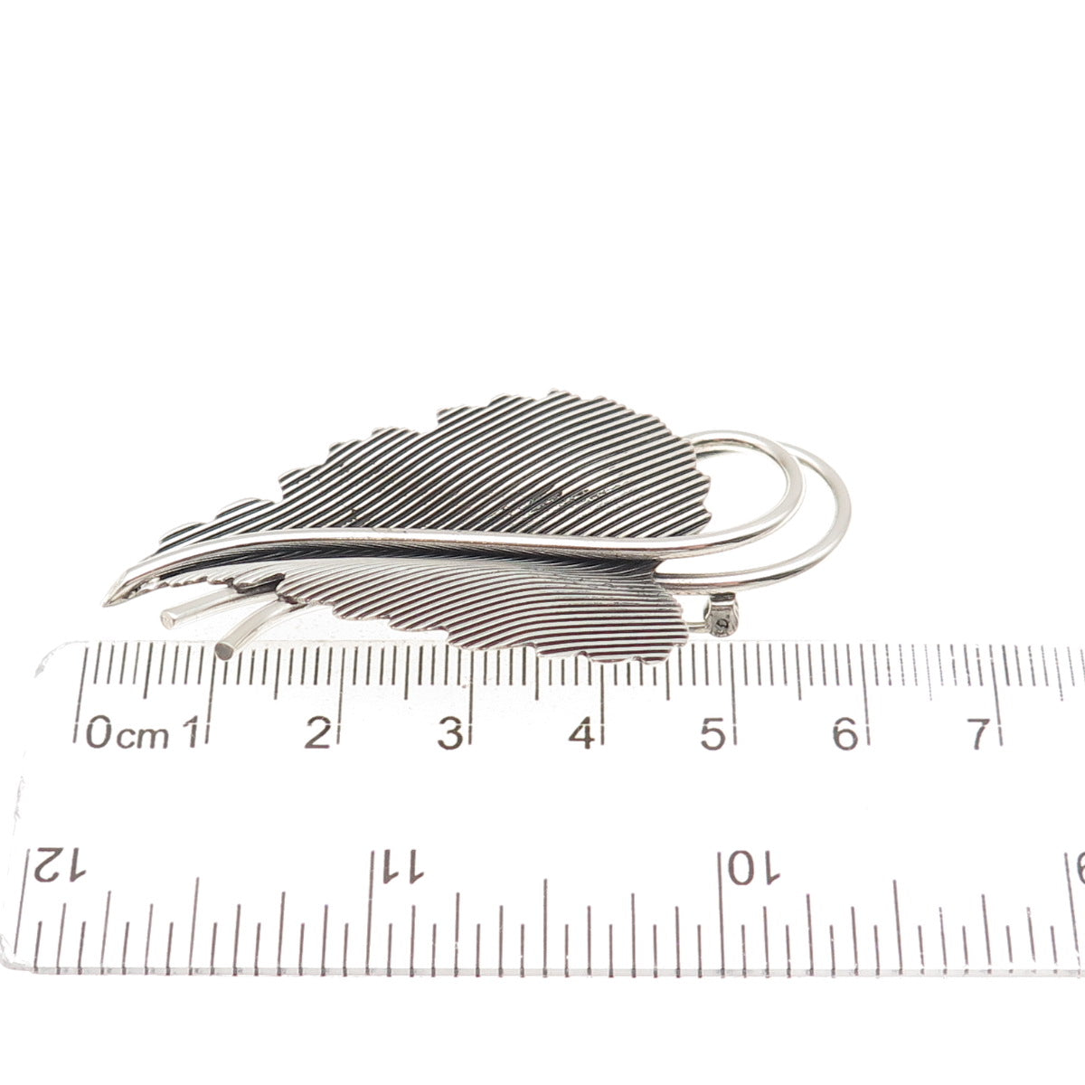 Danecraft 925 Sterling Silver Vintage Modernist Floral Oxidized Pin Brooch