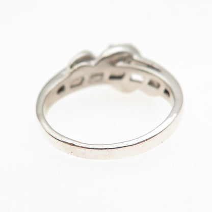 925 Sterling Silver Real Round-Cut Diamond Engagement Ring Size 7.25