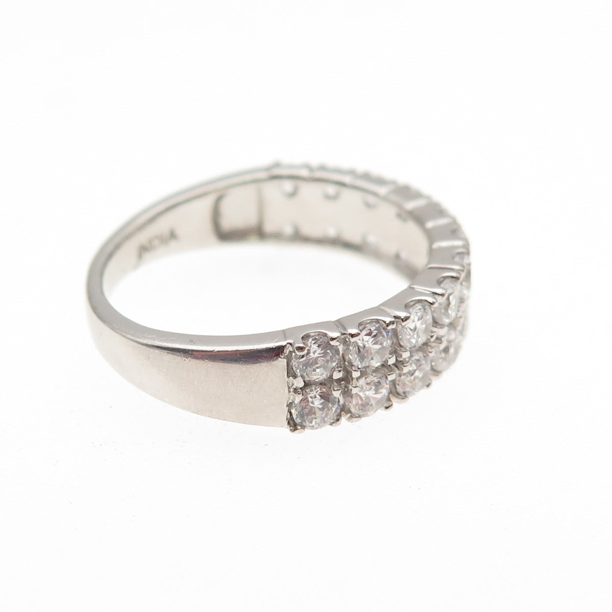 925 Sterling Silver Round-Cut C Z Half Eternity Ring Size 7