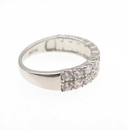 925 Sterling Silver Round-Cut C Z Half Eternity Ring Size 7