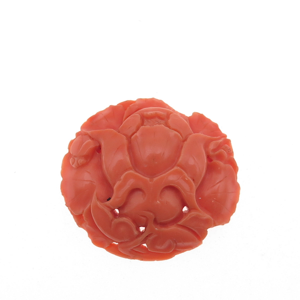 Antique Art Deco Real Peach Coral Carved Floral Cameo