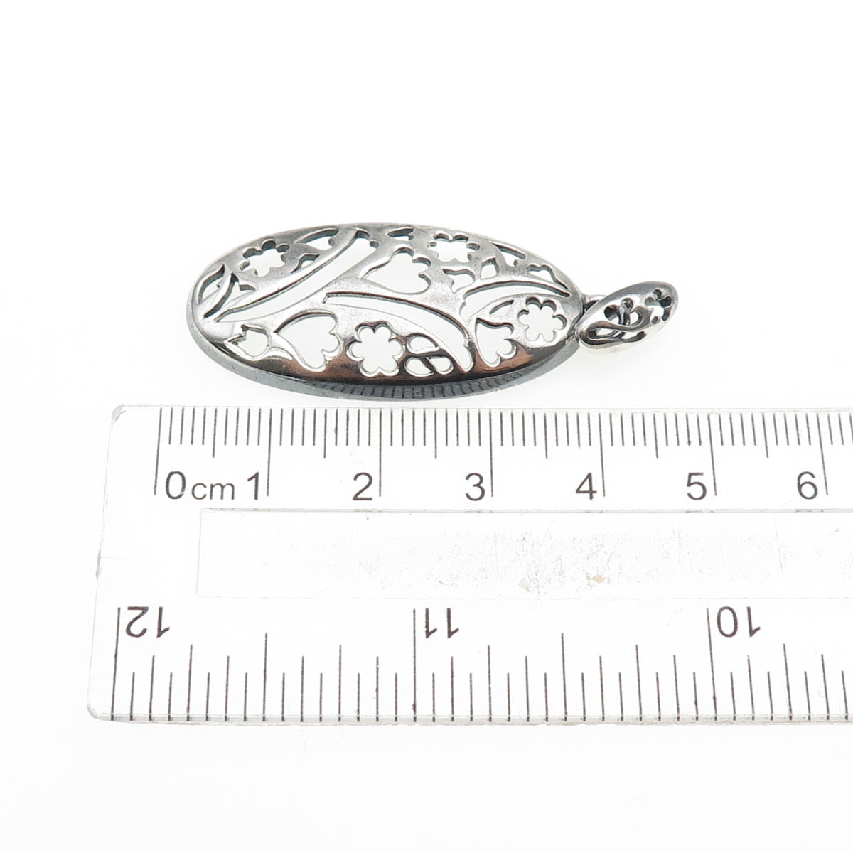 ROBERTO MARTINEZ 925 Sterling Silver Vintage Flower Oxidized Charm Pendant