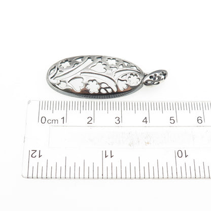 ROBERTO MARTINEZ 925 Sterling Silver Vintage Flower Oxidized Charm Pendant