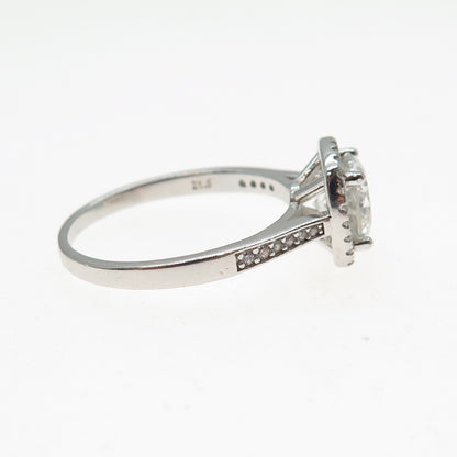 925 Sterling Real Center-Stone Moissanite & C Z Engagement Ring Size 9.75