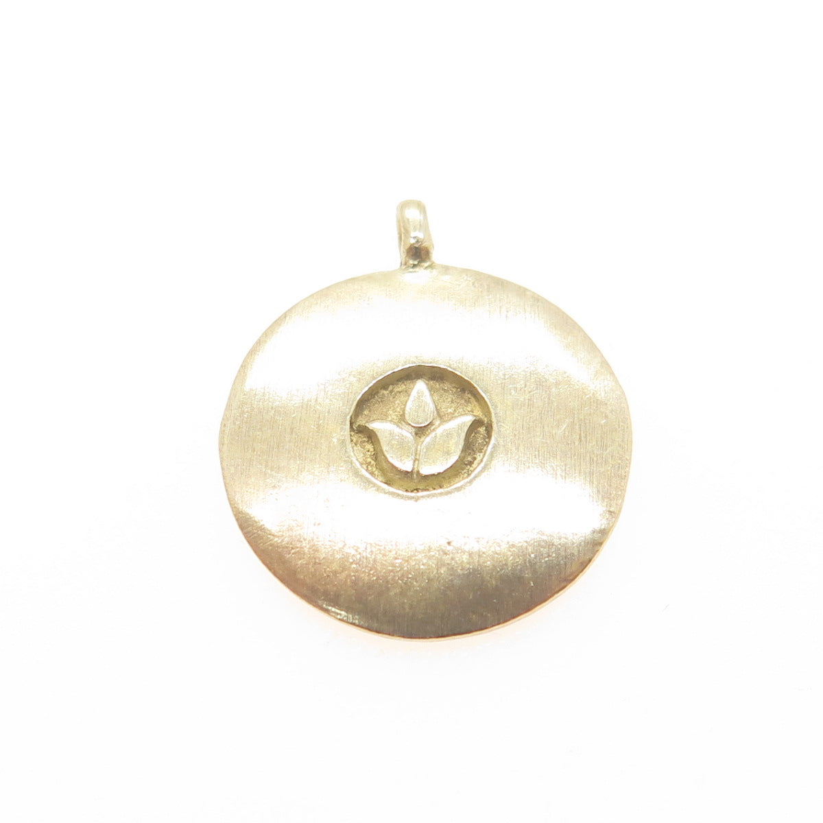 SATYA 925 Sterling Silver Gold Plated Engraved Lotus Minimalist Charm Pendant