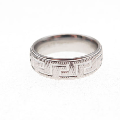 925 Sterling Silver Greek Key Band Ring Size 6.25
