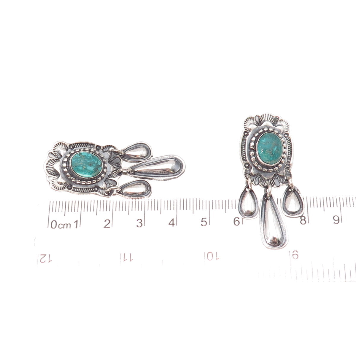 Rick Enriquez Navajo Old Pawn Sterling Vintage Southwestern Turquoise Earrings