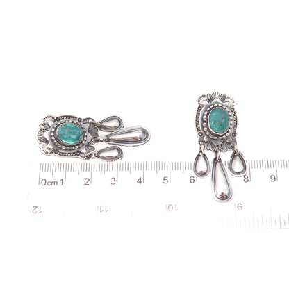 Rick Enriquez Navajo Old Pawn Sterling Vintage Southwestern Turquoise Earrings