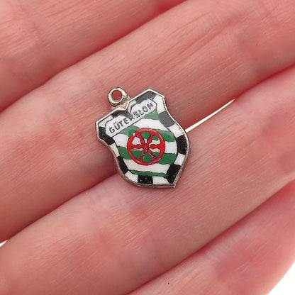 Fritz Reu & Co. 800 Silver Vintage Enamel Gutersloh Mini Charm Pendant