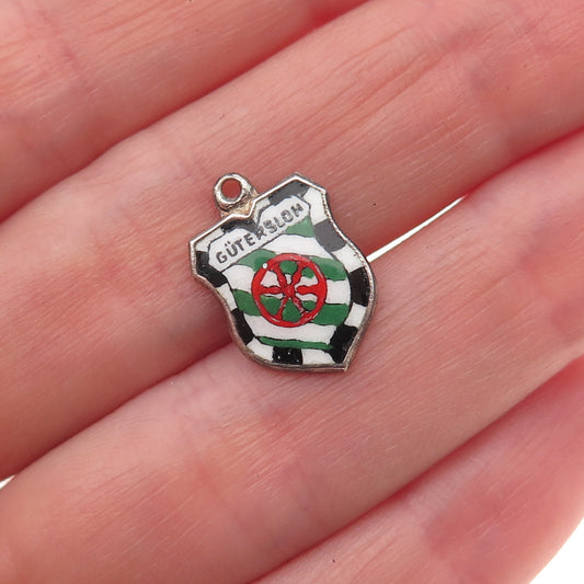 Fritz Reu & Co. 800 Silver Vintage Enamel Gutersloh Mini Charm Pendant