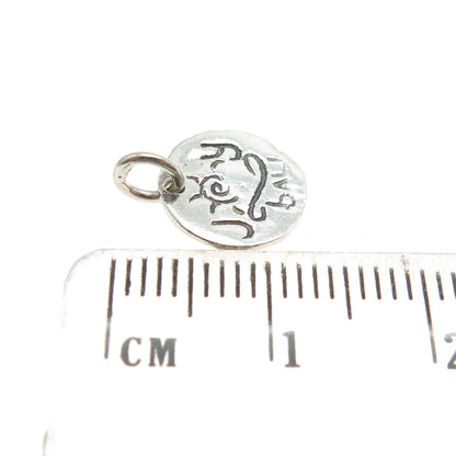 JOY BALI 925 Sterling Silver Vintage Round Logo Minimalist Charm Pendant