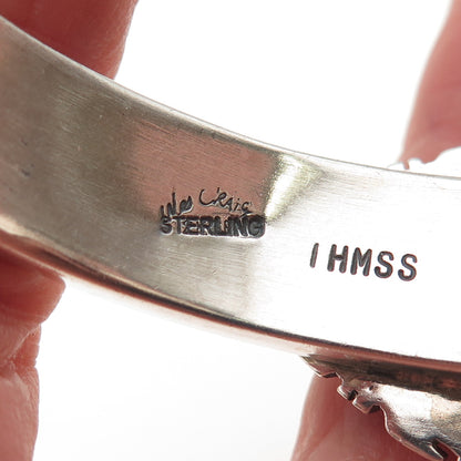 Wesley Craig Navajo Old Pawn 925 Sterling Silver Lapis Adjustable Bracelet 6.5"