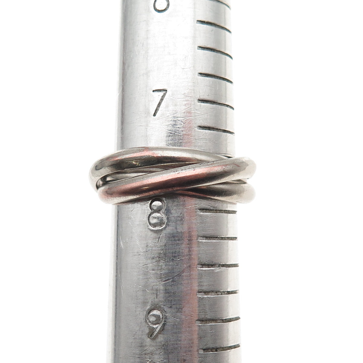 925 Sterling Silver Vintage Interlocked Trinity Oxidized Band Ring Size 8