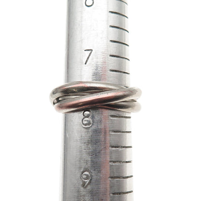925 Sterling Silver Vintage Interlocked Trinity Oxidized Band Ring Size 8