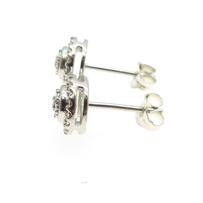 925 Sterling Silver Real Round-Cut Diamond Stud Earrings