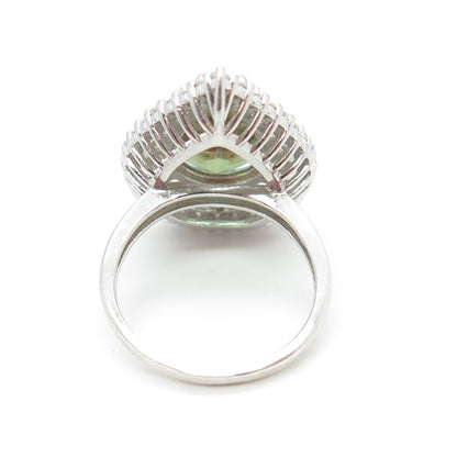 925 Sterling Silver Pear & Round-Cut Mystic & White C Z Statement Ring Size 7.5