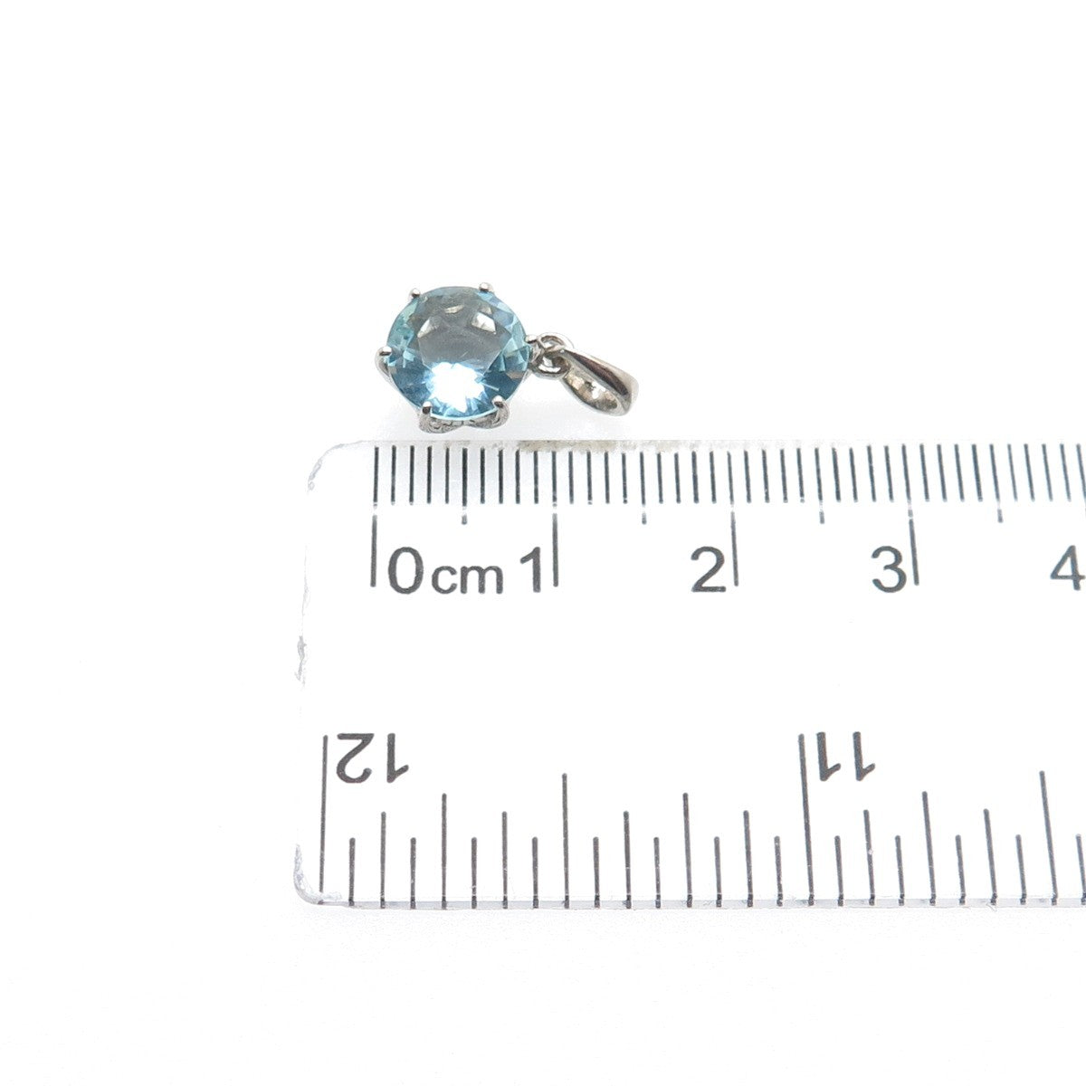 925 Sterling Silver Round-Cut Blue C Z Minimalist Charm Pendant