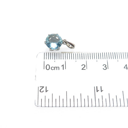 925 Sterling Silver Round-Cut Blue C Z Minimalist Charm Pendant