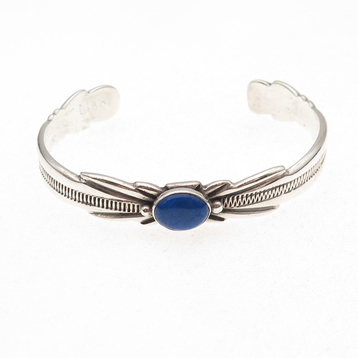 Wilson Begay Navajo Old Pawn 925 Sterling Vintage Lapis Adjustable Bracelet 6"