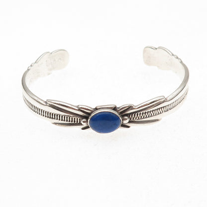 Wilson Begay Navajo Old Pawn 925 Sterling Vintage Lapis Adjustable Bracelet 6"