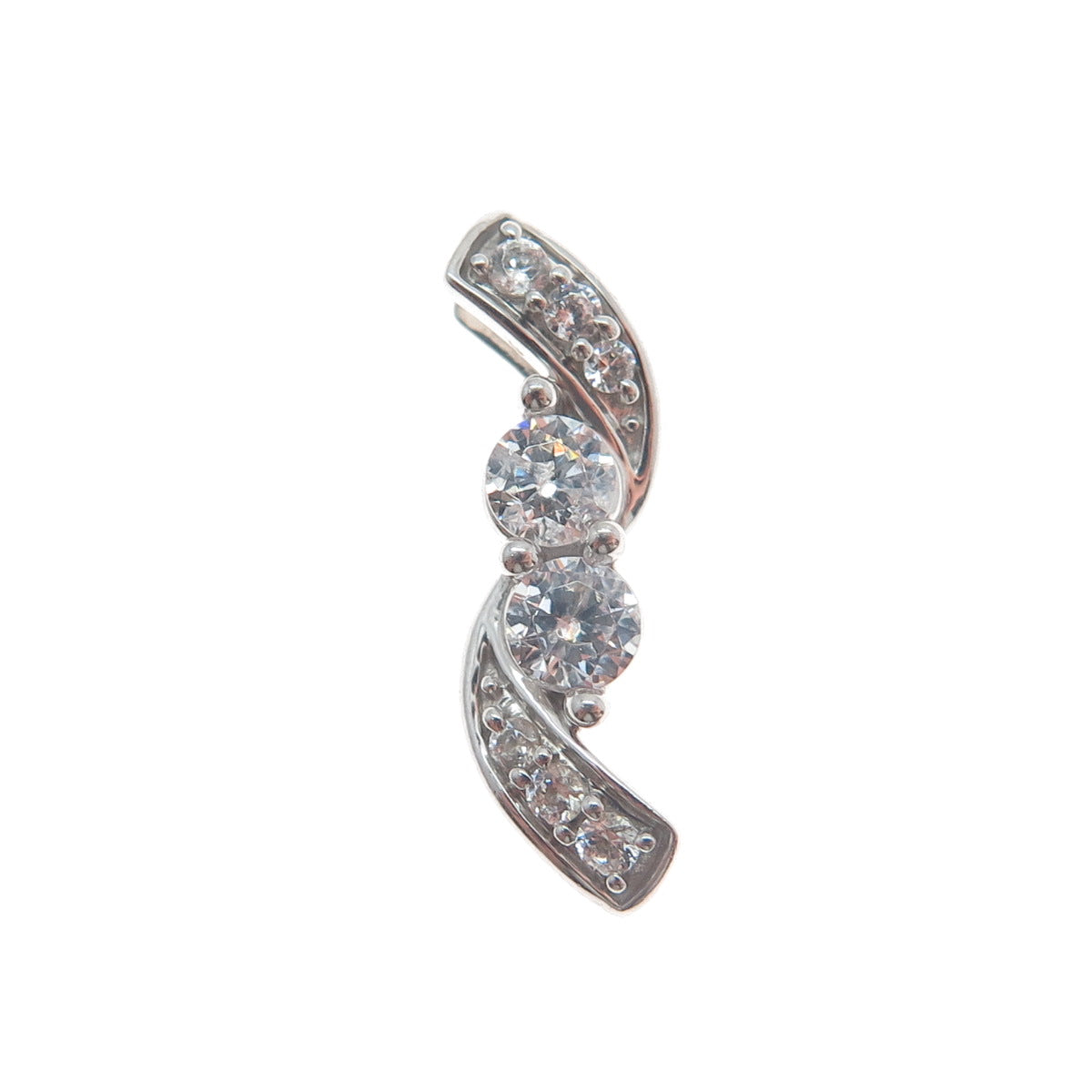 925 Sterling Silver Round-Cut Shaped C Z Journey Sparkle Slide Pendant
